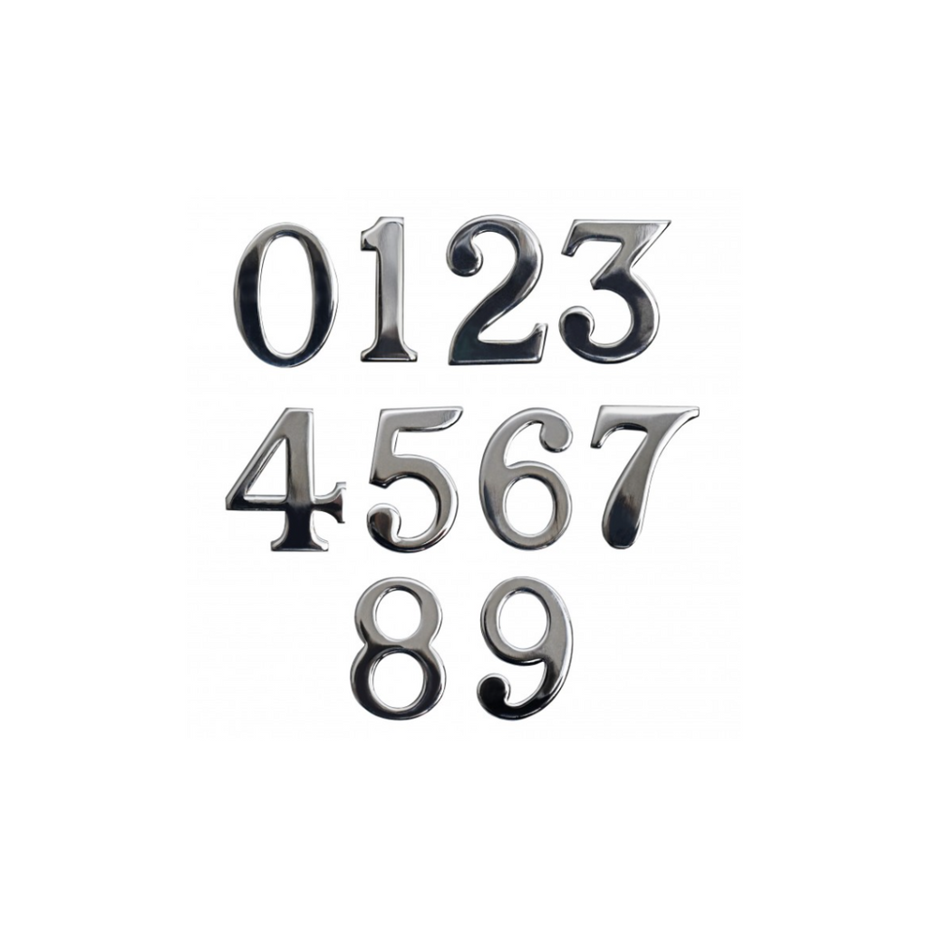 Black Country Metal Works 2" Self Adhesive Number 1-9 Bright Chrome