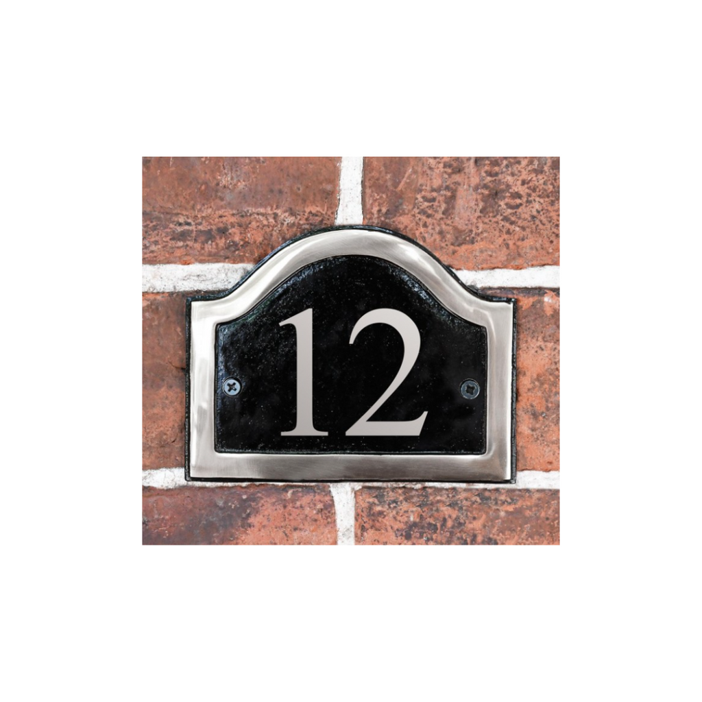 Black Country Metal Works Black & Chrome Arched Number Sign - Vinyl Number 5