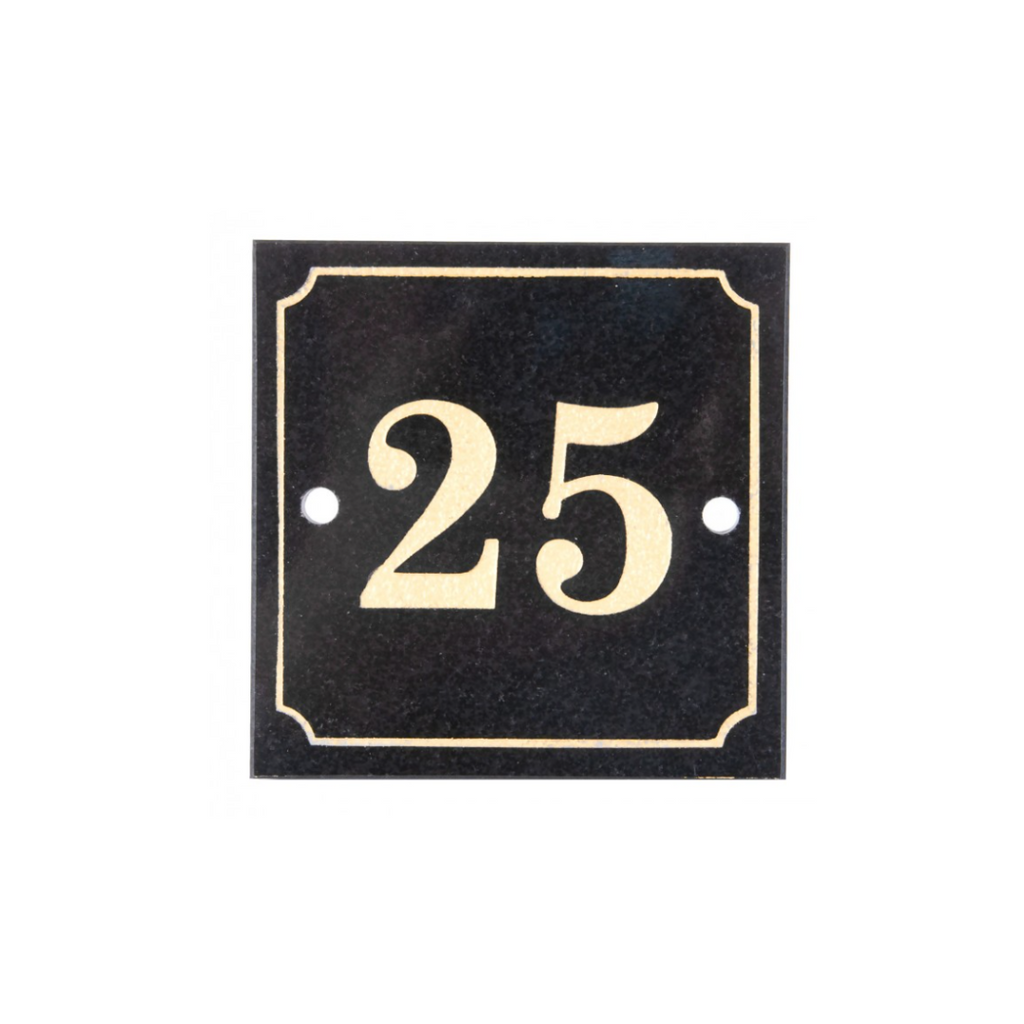 Black Country Metal Works Black & Gold Granite House Sign