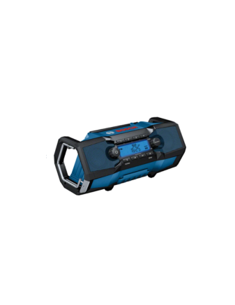 Blue and black toolbox on a white background