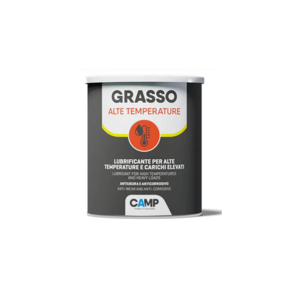 Can of Grasso Alte Temperature lubricant with Camp branding on a white background