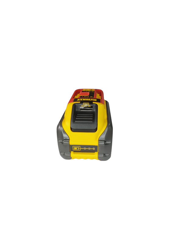 Yellow and black battery pack on a white background
