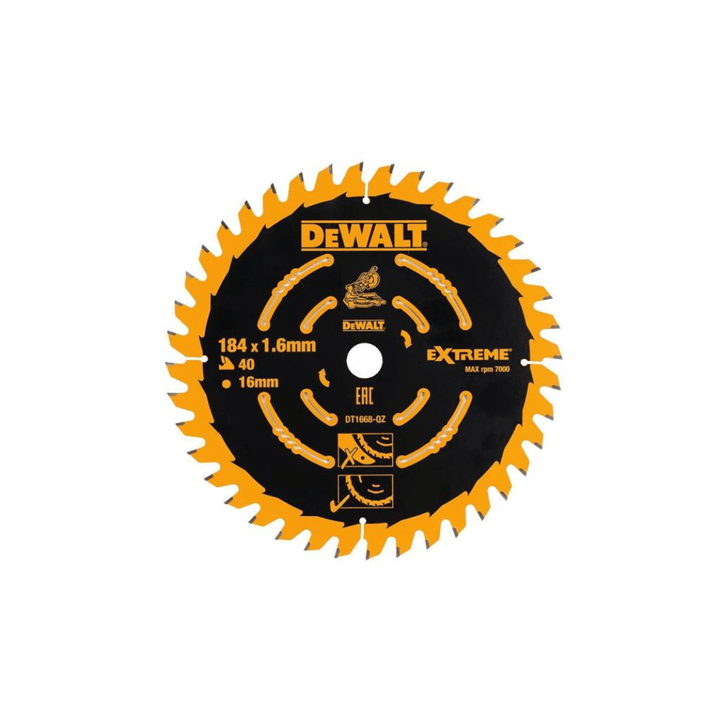Dewalt 184 x 16 x 40T, Precuision Trim Mitre Saw Blade - DT1668-QZ - Tool Source - Buy Tools and Hardware Online