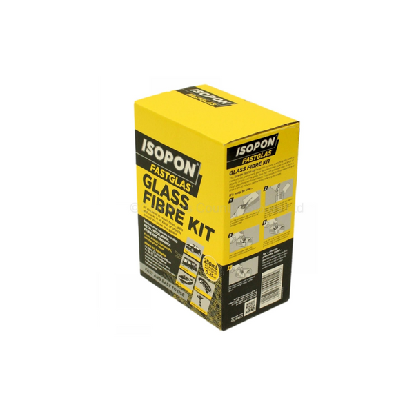 Box of ISOPON Fastglas Glass Fibre Kit on a white background
