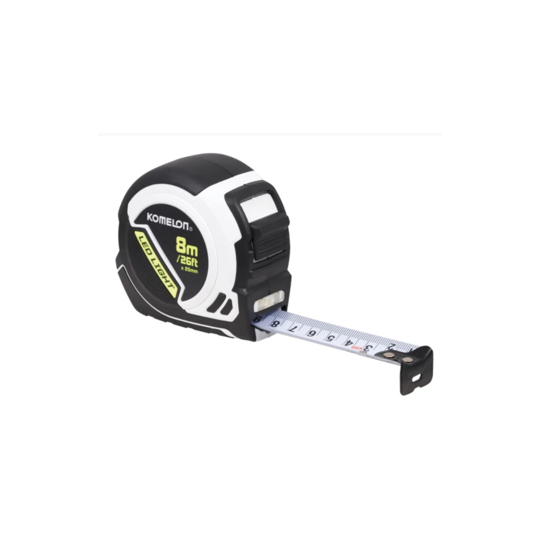 Komelon PLD85 LED LIGHT Tape Measure 8m/26ft (Width 25mm) | Tool Source