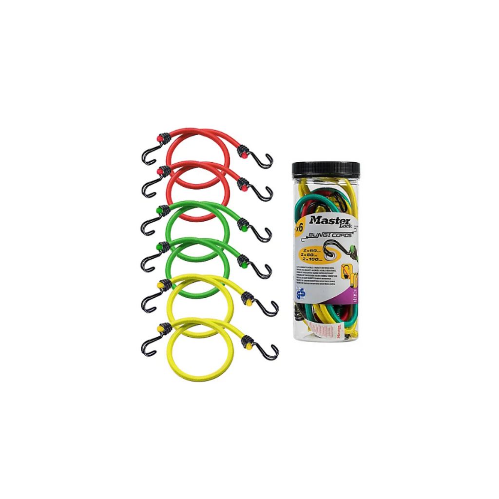 Master Lock Multicolour Bungee cord with hooks, Pack of 6