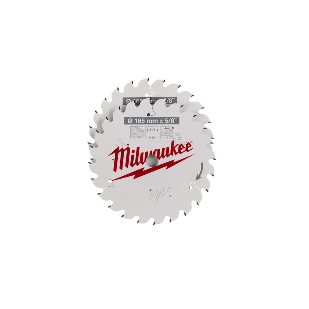 Milwaukee 165mm Circular Saw Blade 24T - Twin Pack (4932479836)