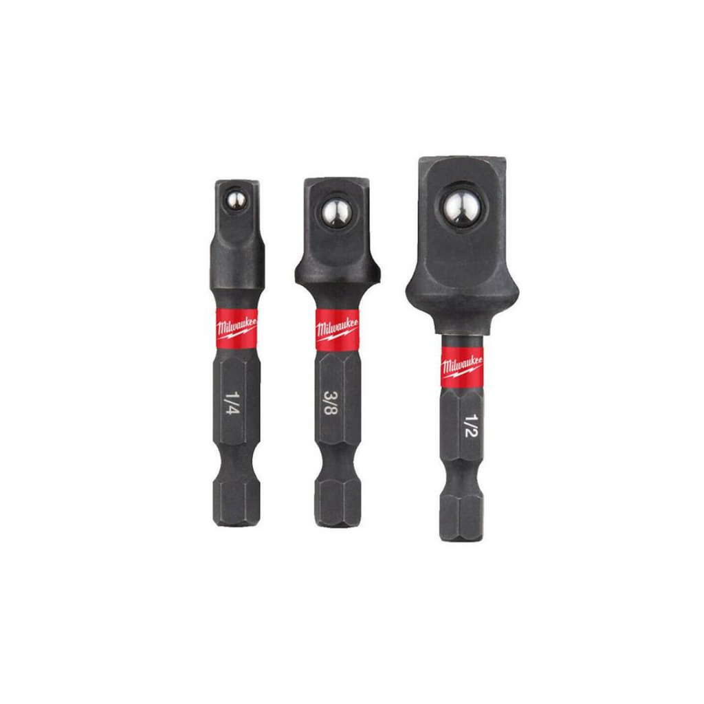 Three Milwaukee drill bit attachments ShockWave Impact Duty Adaptor Set (4932479228 )