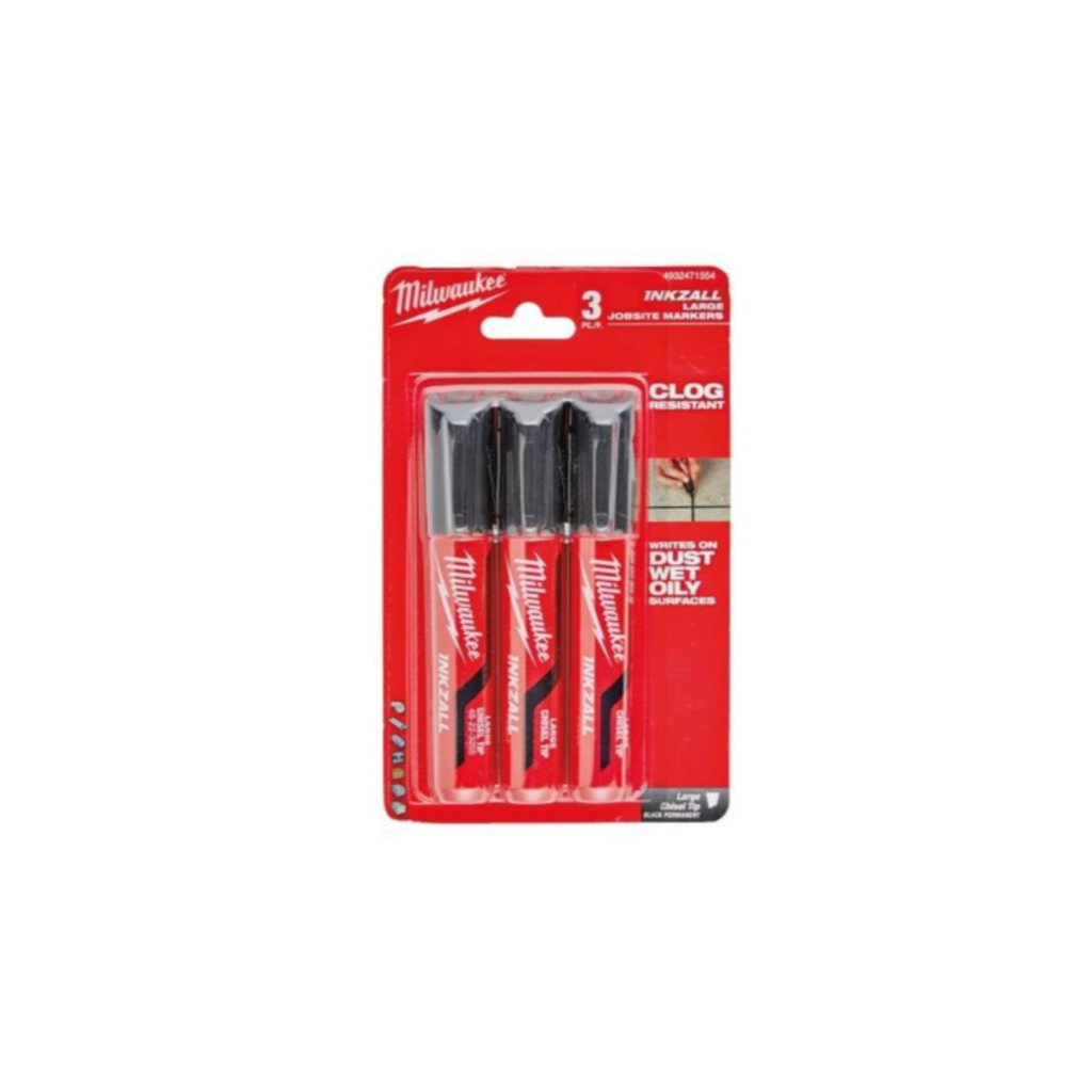 Milwaukee 4932471554 INKZALL Black Large Chisel Tip Marker 3 Pack