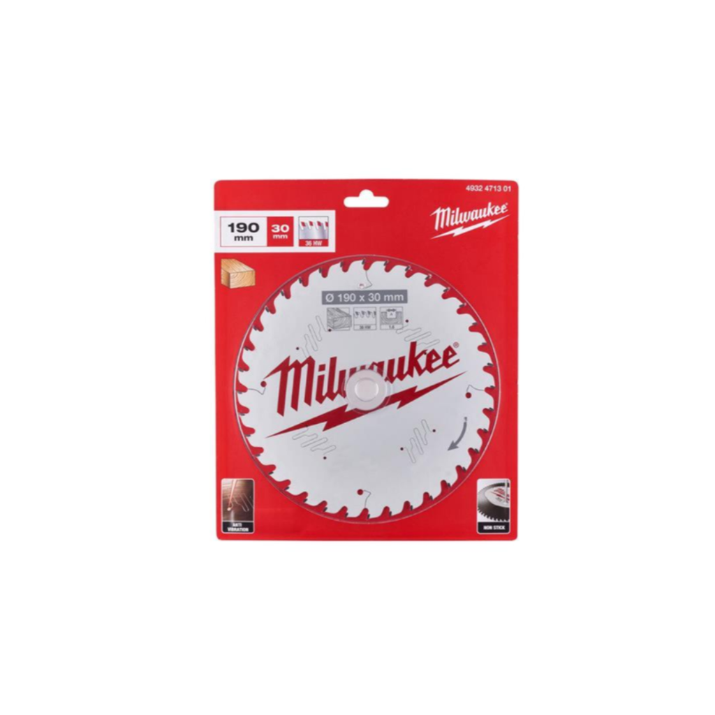 Milwaukee 190mm x 30mm x 36T Circular Saw Blade with Anti-Friction Coating (4932471301)