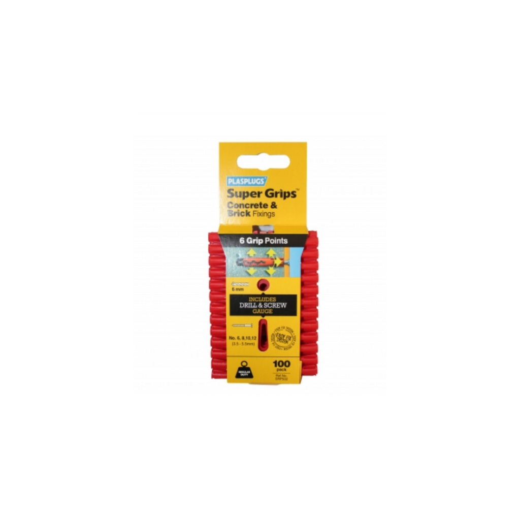 PlasPlugs SuperGrips Regular Duty Red Clip Pack 100