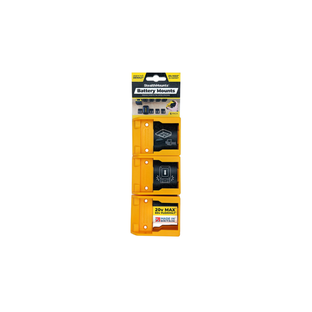 Set of battery mounts packaging on a white background