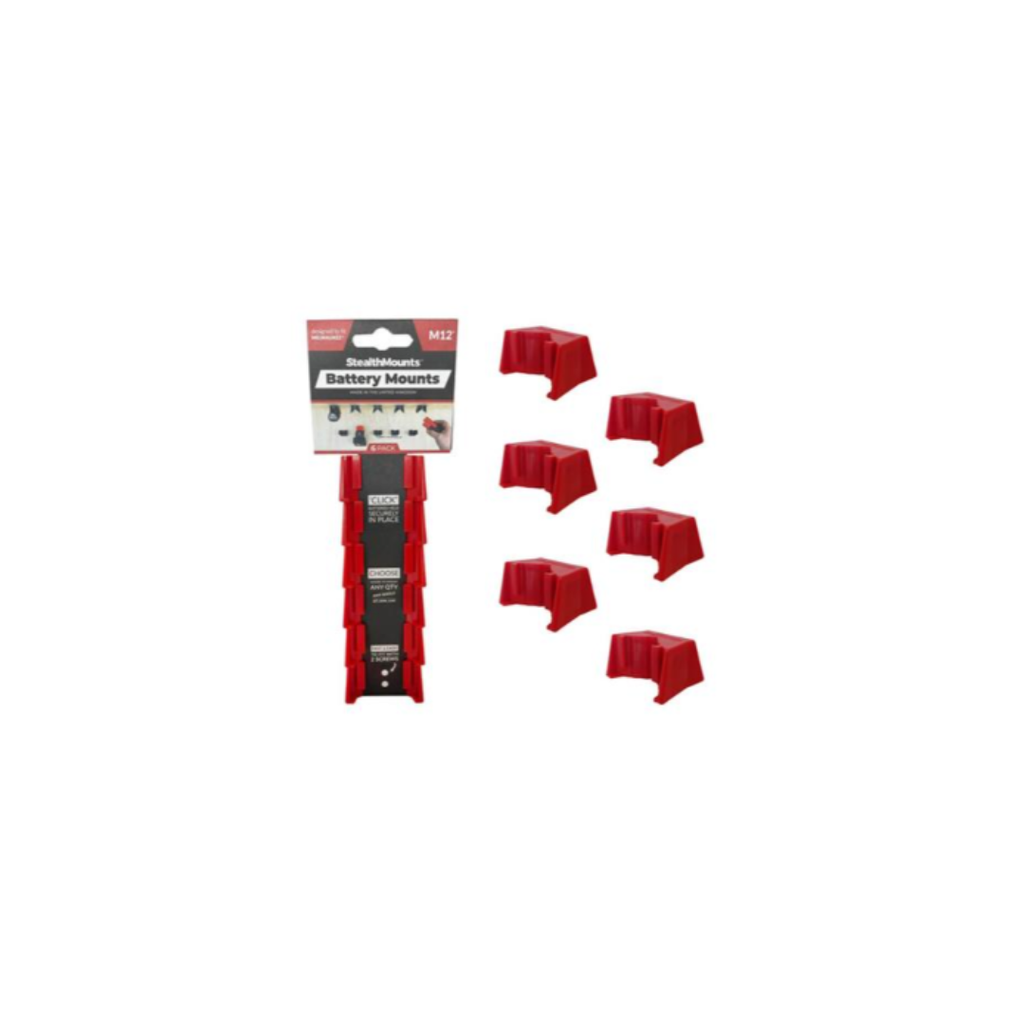 Stealth Mounts Milwaukee M12 Battery Mounts 6 Pack (BM-MW12-RED-6)