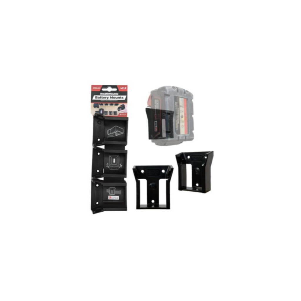 Stealth Mounts Milwaukee 18v Battery (6 Pack) BM-MW18-BLK-6