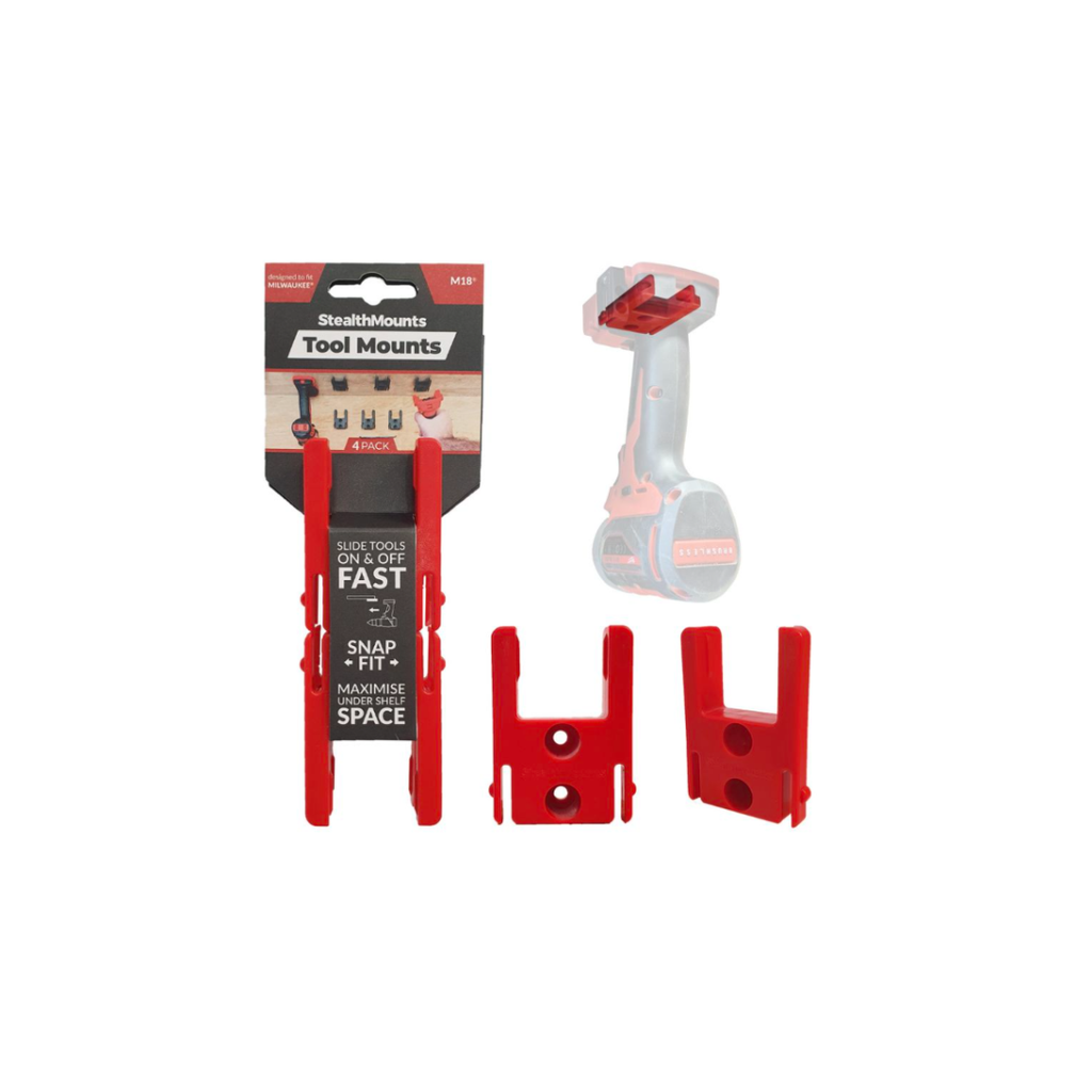 Stealth Mounts Tool Mounts for Milwaukee M18 - Red (4 Pack)