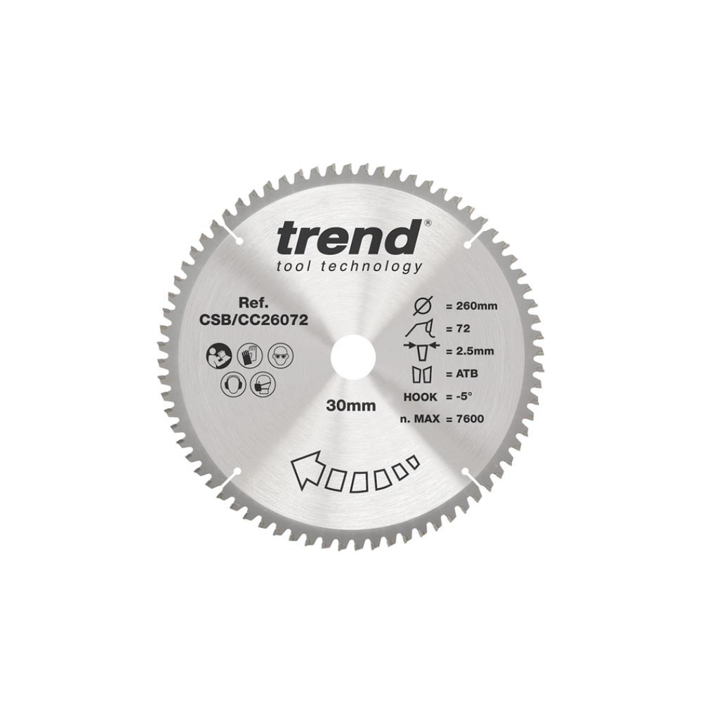 Trend CSBCC26072 CraftPro Crosscut Saw Blade 260mm x 30mm x 72T
