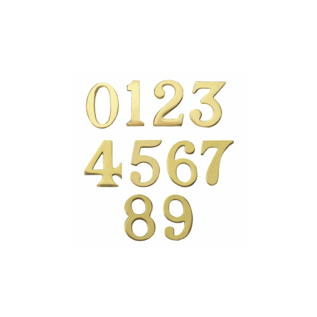 Black Country Metal Works 1.5" Polished Brass Number Self Adhesive (6) - Tool Source - Buy Tools and Hardware Online