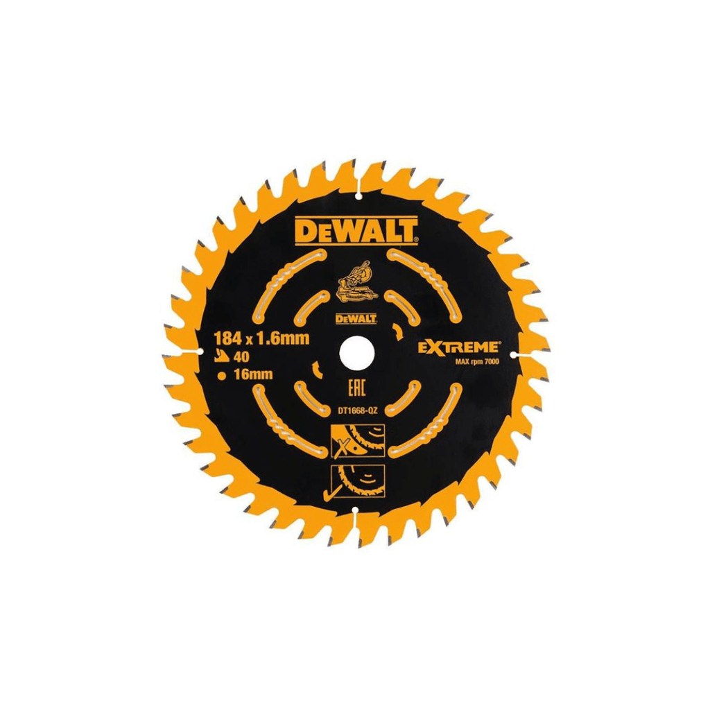 Dewalt 184 x 16 x 40T, Precuision Trim Mitre Saw Blade - DT1668-QZ - Tool Source - Buy Tools and Hardware Online