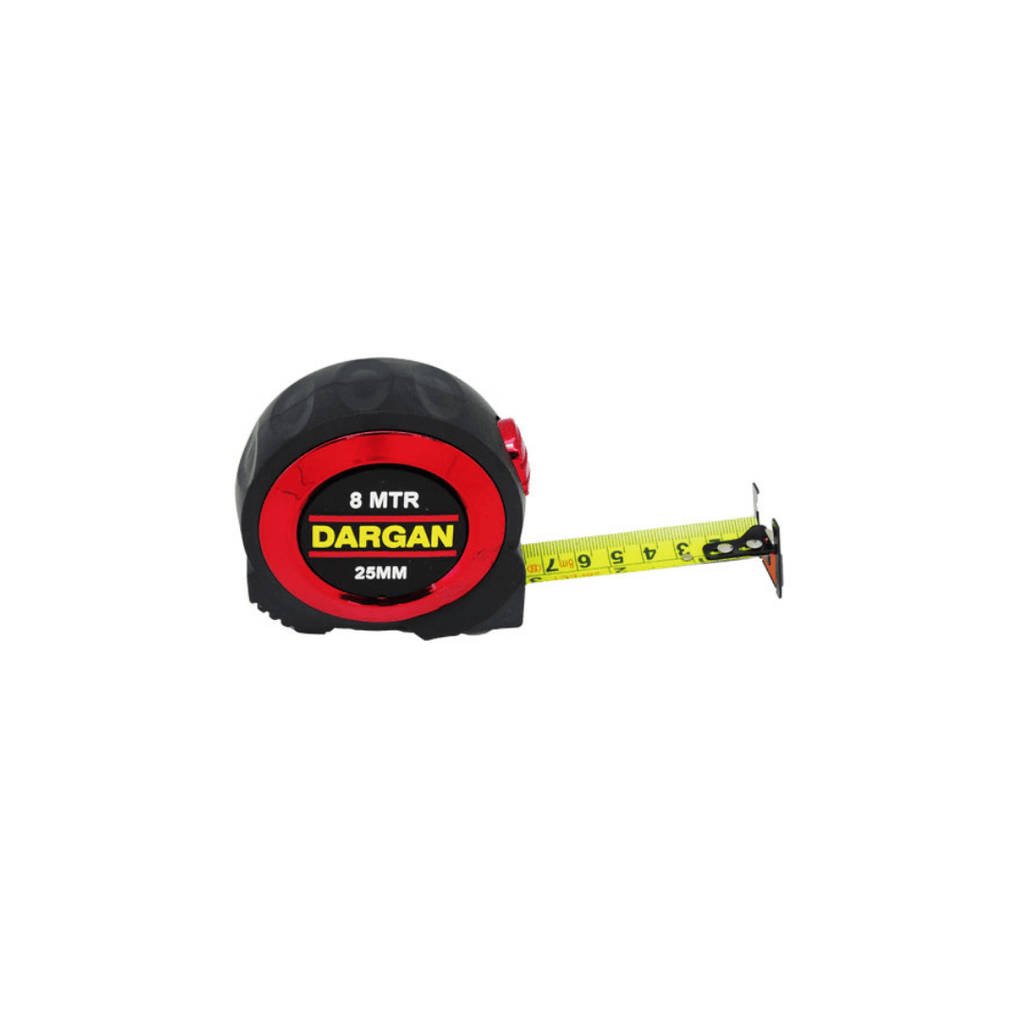 Dargan 8m Robust Heavy Duty Measuring Tape has a self lock 25mm - Tool Source - Buy Tools and Hardware Online