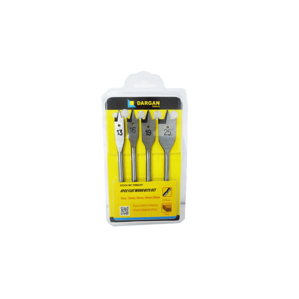 Dargan 4pce Flat Wood Bit Set - Tool Source - Buy Tools and Hardware Online