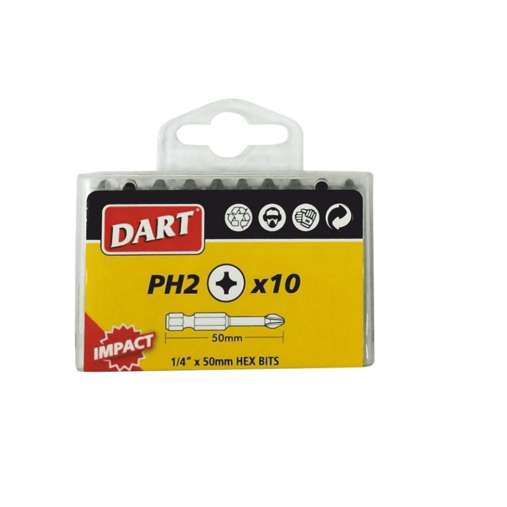 DART PH2 50mm Impact Driver Bit -Pack of 10 - Tool Source - Buy Tools and Hardware Online